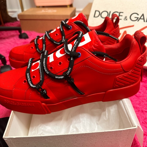 Dolce & Gabbana Vibrant Red Athletic Shoes - Picture 3 of 12